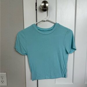 Multicolored Fitted Crop Top with Short Sleeves